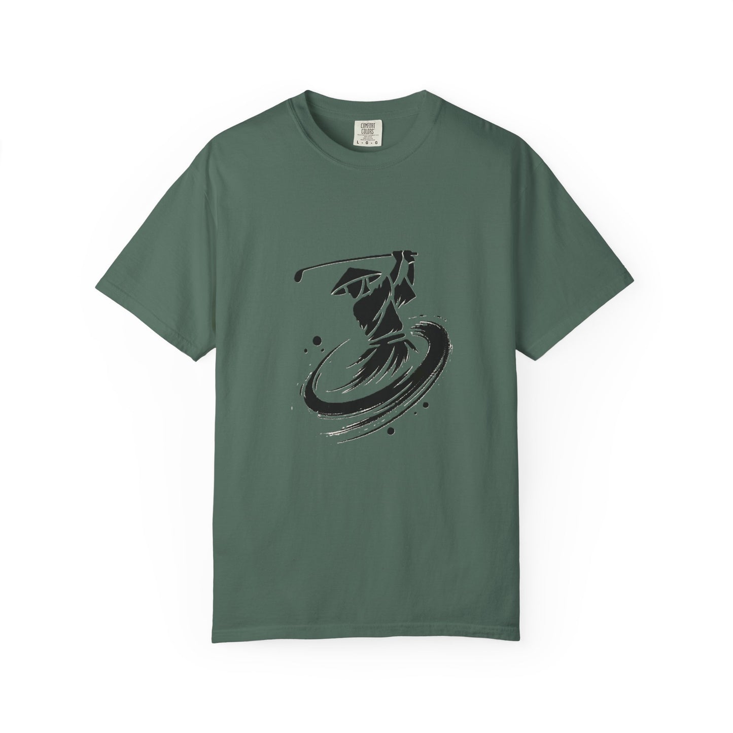 Zen Spot Golf Custom Ink Brush Zen Golfer Swing Graphic T‑Shirt