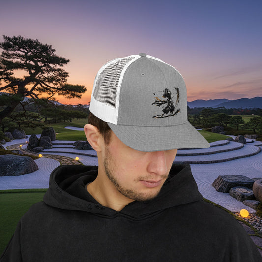 Embroidered Bunker Blast Samurai Golfer Trucker Cap