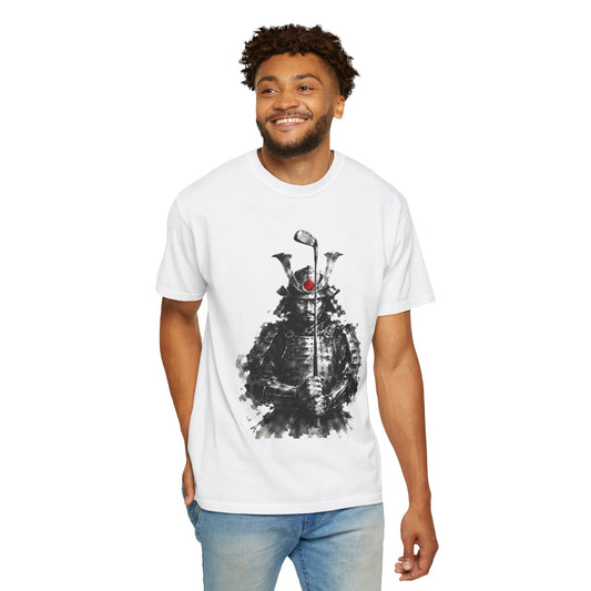 Samurai Golf T-Shirt — Ink Brush Warrior "The Focused Ronin" Design