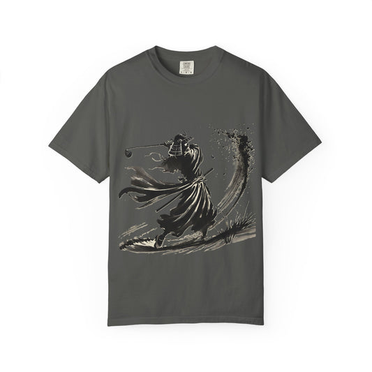 Zen Spot Customized Comfort Colors Samurai Golfer Ink Brushstroke T-Shirt