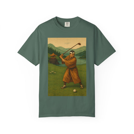 Zen Spot Golf Custom Vintage Golf Scene Monk Golfer Graphic T-Shirt