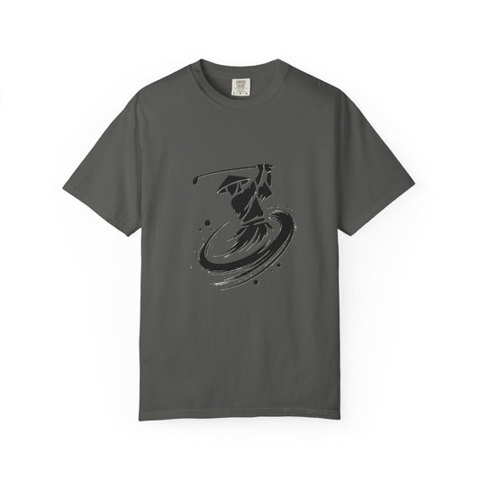Zen Spot Golf Custom Ink Brush Zen Golfer Swing Graphic T‑Shirt
