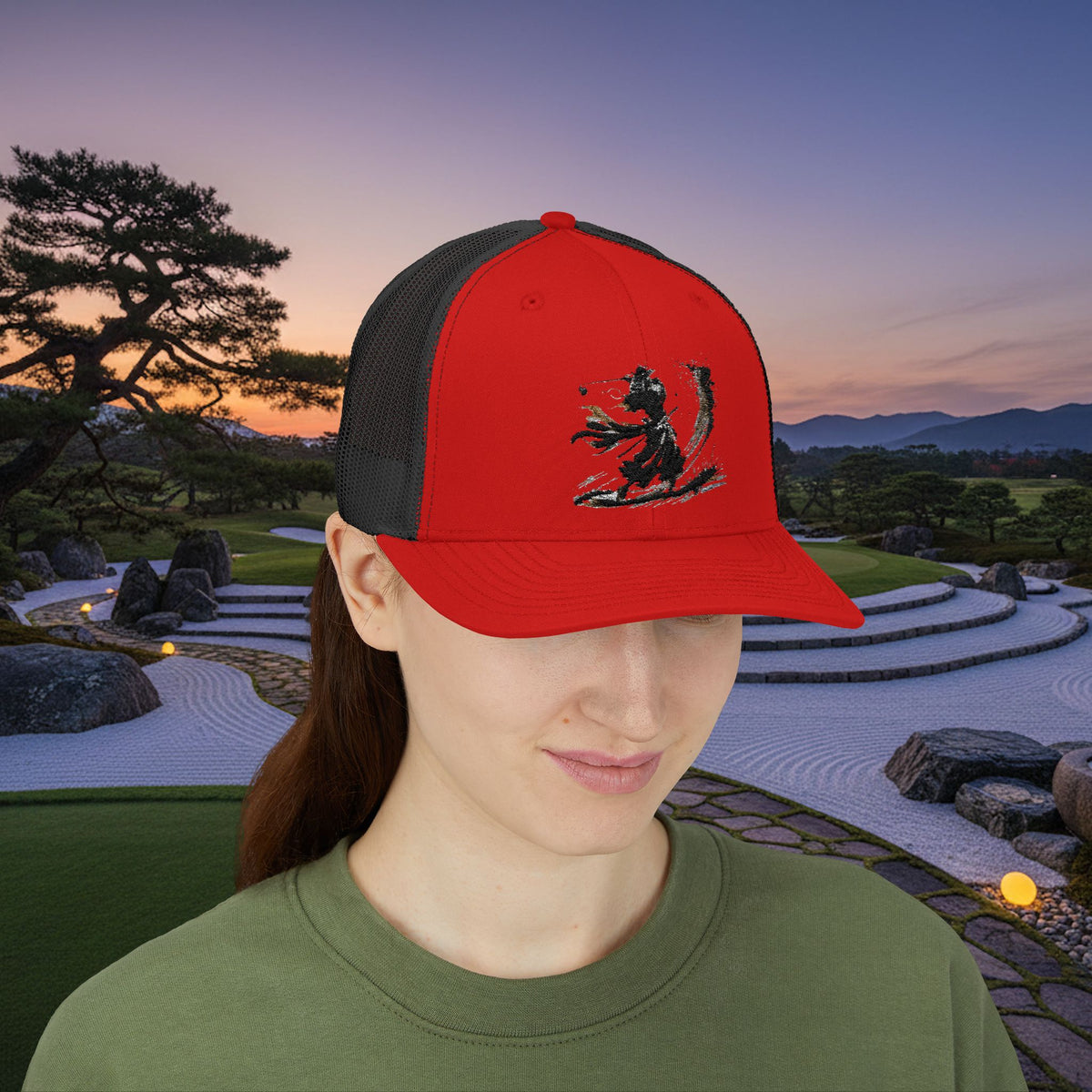 Embroidered Bunker Blast Samurai Golfer Trucker Cap