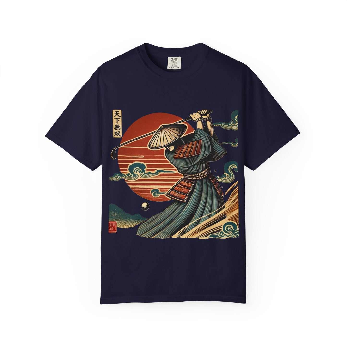Zen Spot Golf Custom Samurai Golfer Sunset T-Shirt