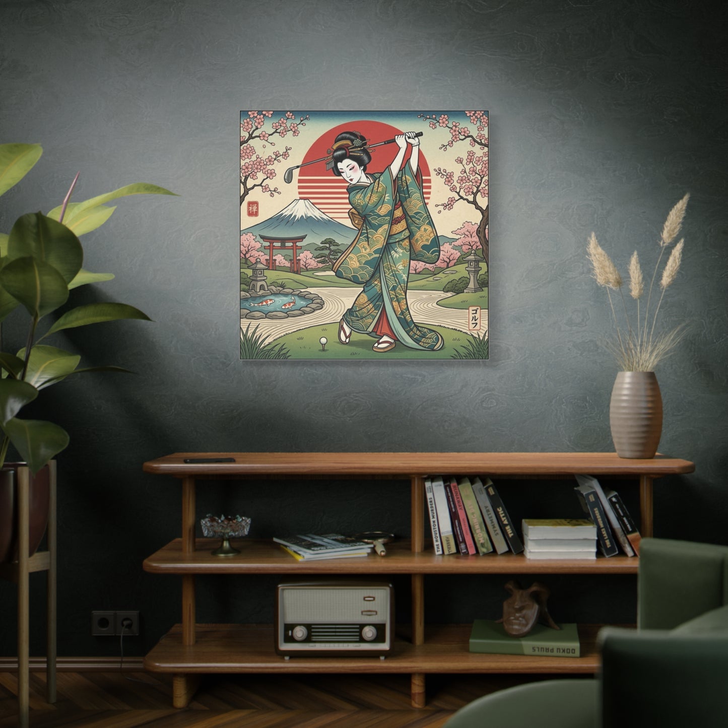 Geisha Golf Ukiyo-e Matte Canvas