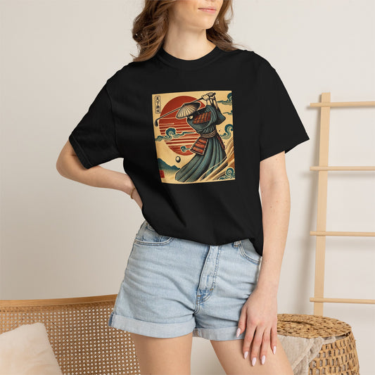 Vintage Japanese Samurai Golfer Sunset Graphic T-Shirt