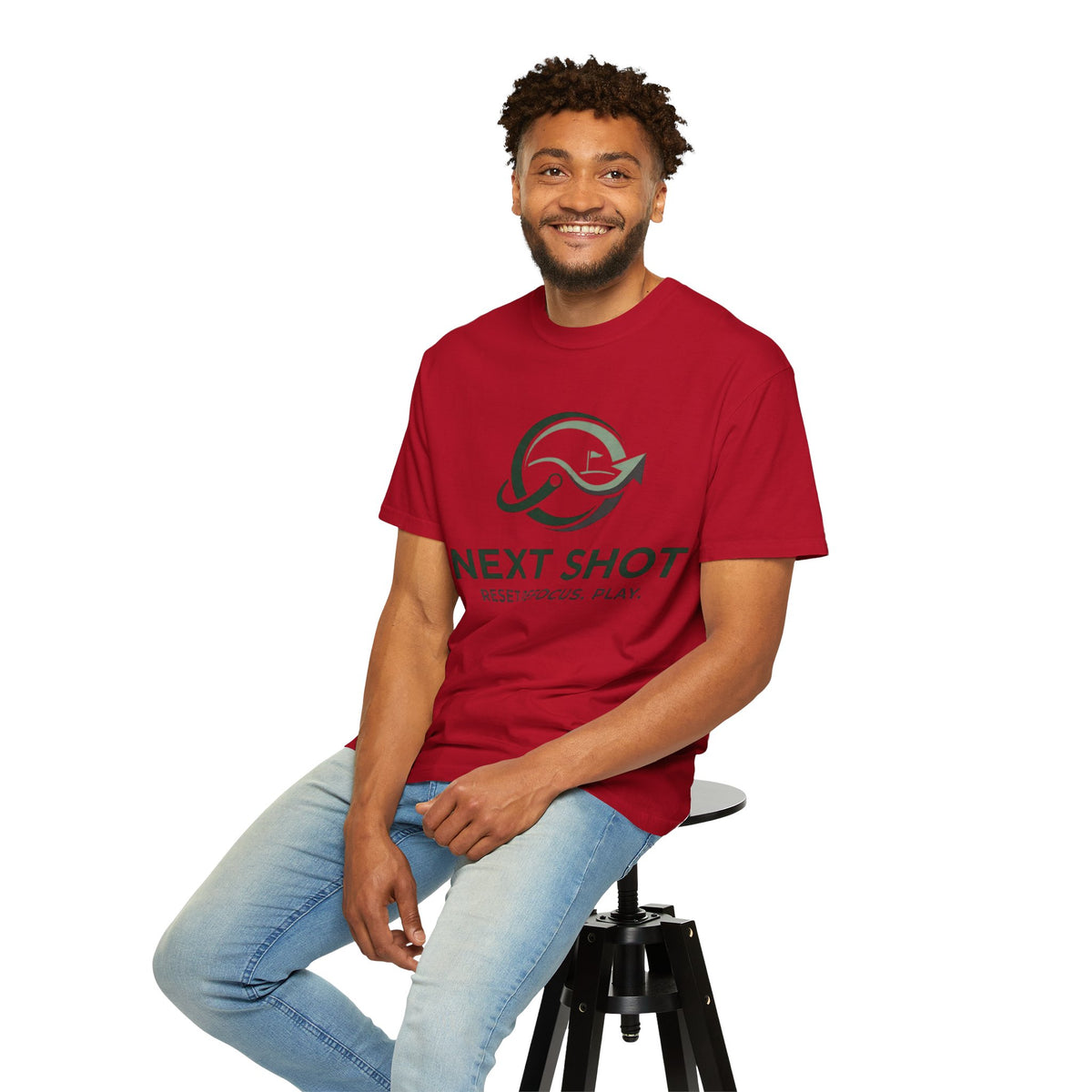 Next Shot T-Shirt — "Reset. Refocus. Play." Golf Graphic Tee