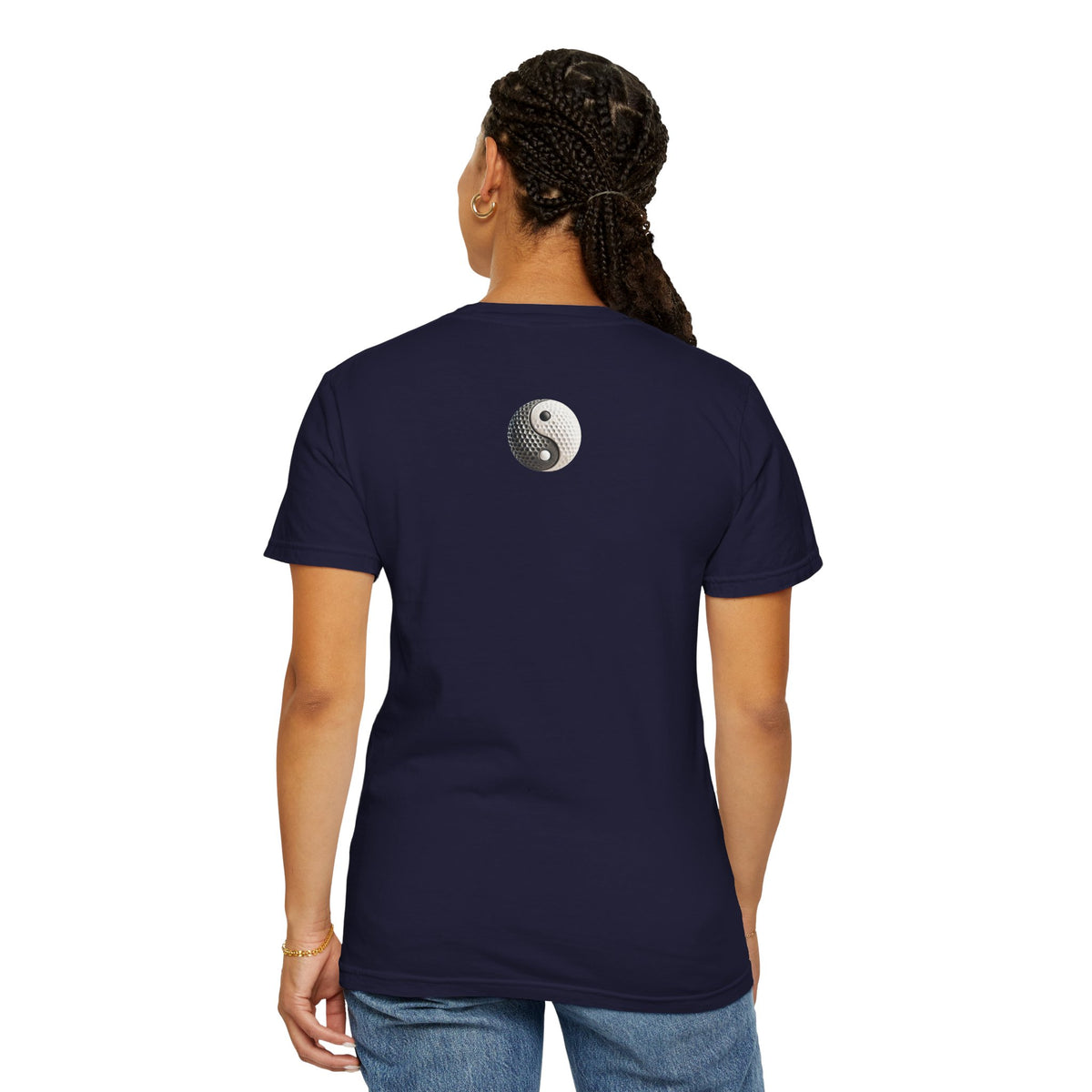 Stone Yin Yang Golf Ball Chest and Back Graphic T-Shirt