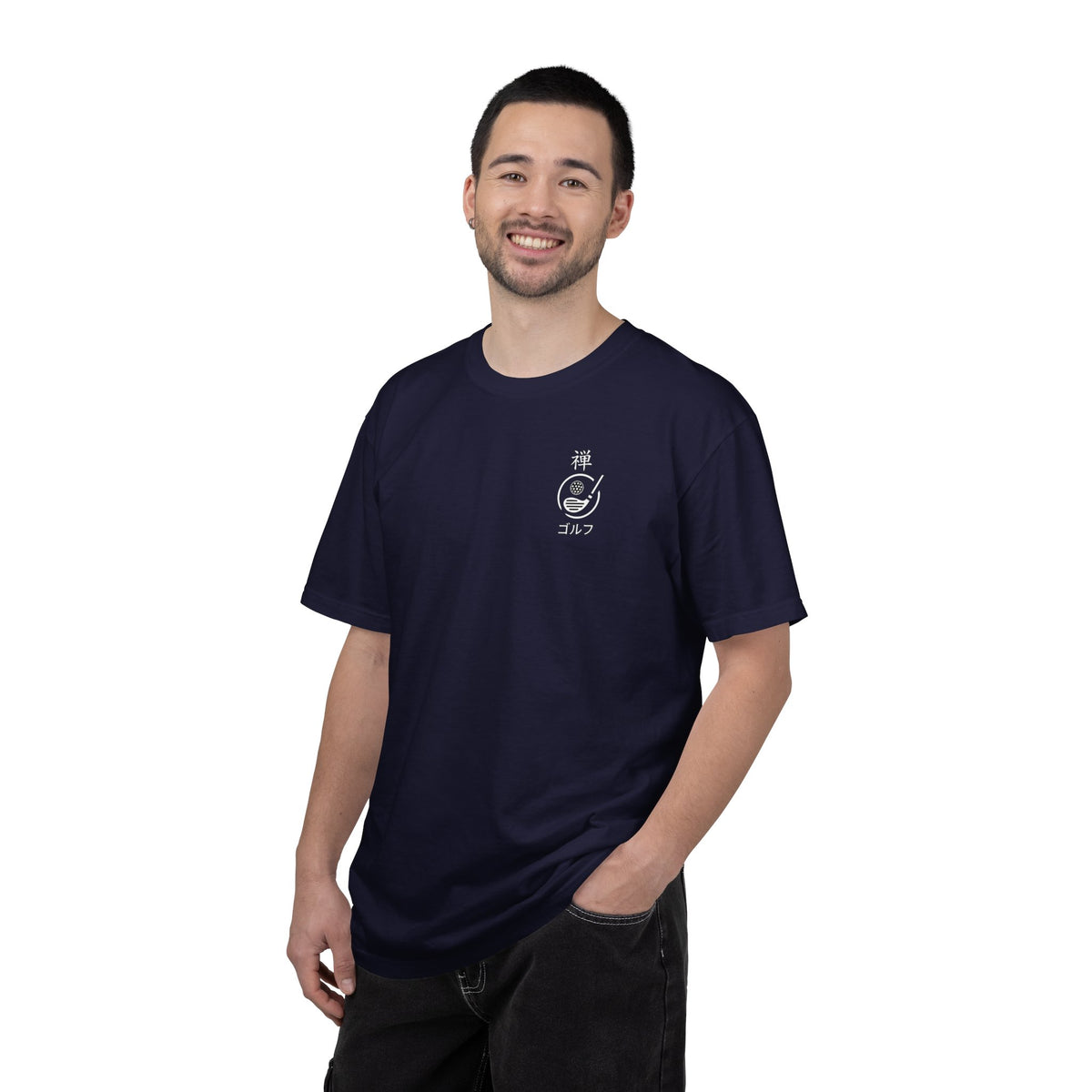 Japanese Kanji Zen Golf Chest and Back Graphic T‑Shirt