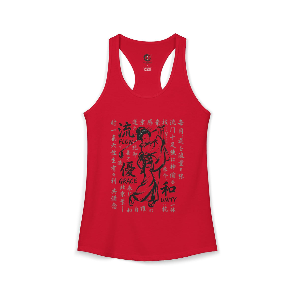 Zen Spot Golf Custom Geisha Golfer Kanji "Flow, Grace, and Unity" Women's Racerback Tank