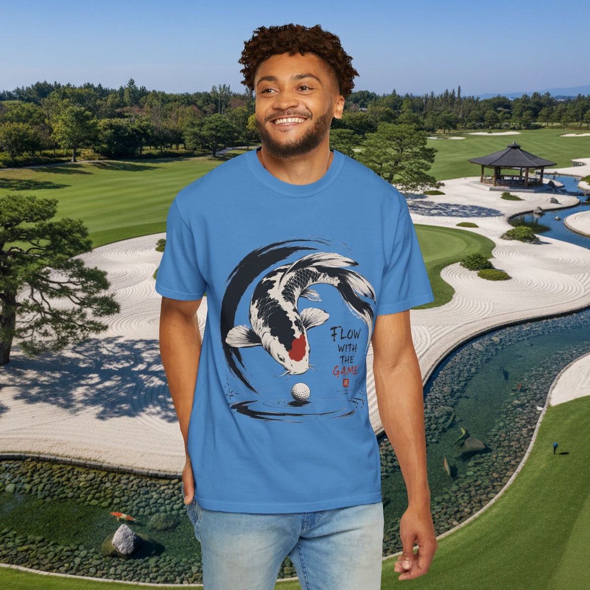 Koi Fish T-Shirt — "Flow With The Game" Japanese Ink Style Tee