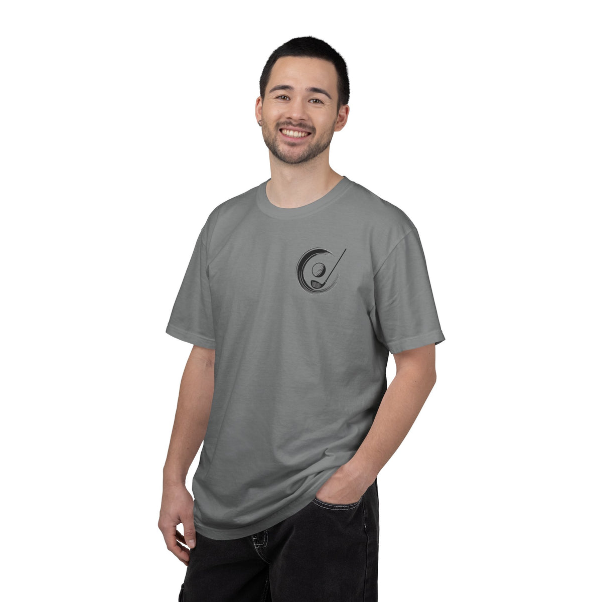 Enso Circle Chest Design Dragon Yin-Yang Golf Ball Back Graphic T-Shirt