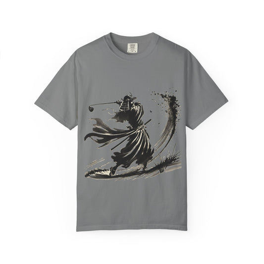 Samurai Golfer Ink Brushstroke T-Shirt