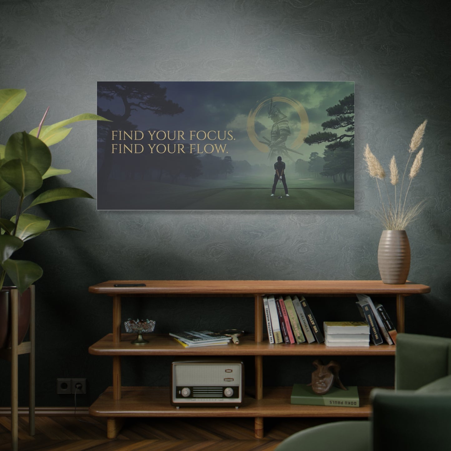 Golf Motivational Canvas Print — "Find Your Focus, Find Your Flow"