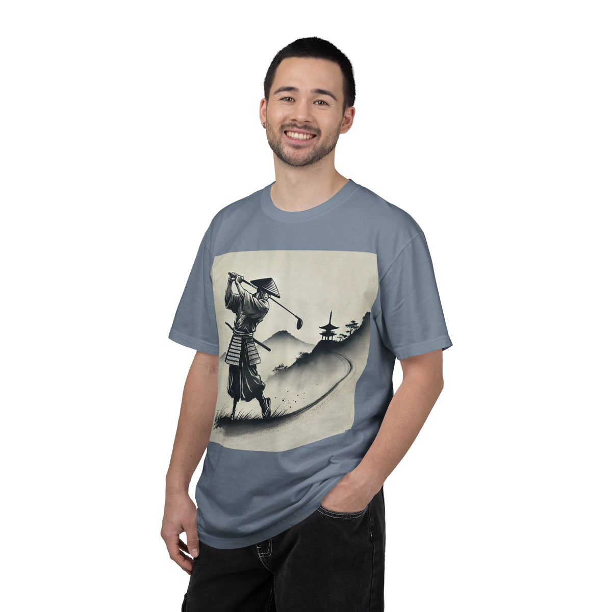 Samurai Golfer Golf Course Art Graphic T-Shirt