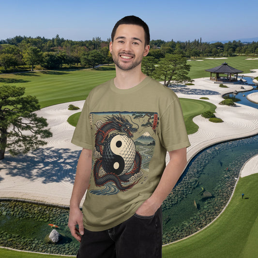 Yin Yang Golf Ball Dragon T-Shirt — Vintage Japanese Wave Martial Arts Tee