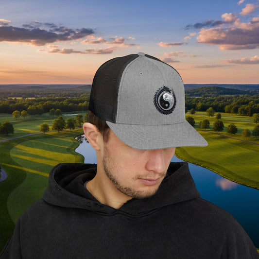Embroidered Yin Yang Dragon Golf Ball Trucker Hat