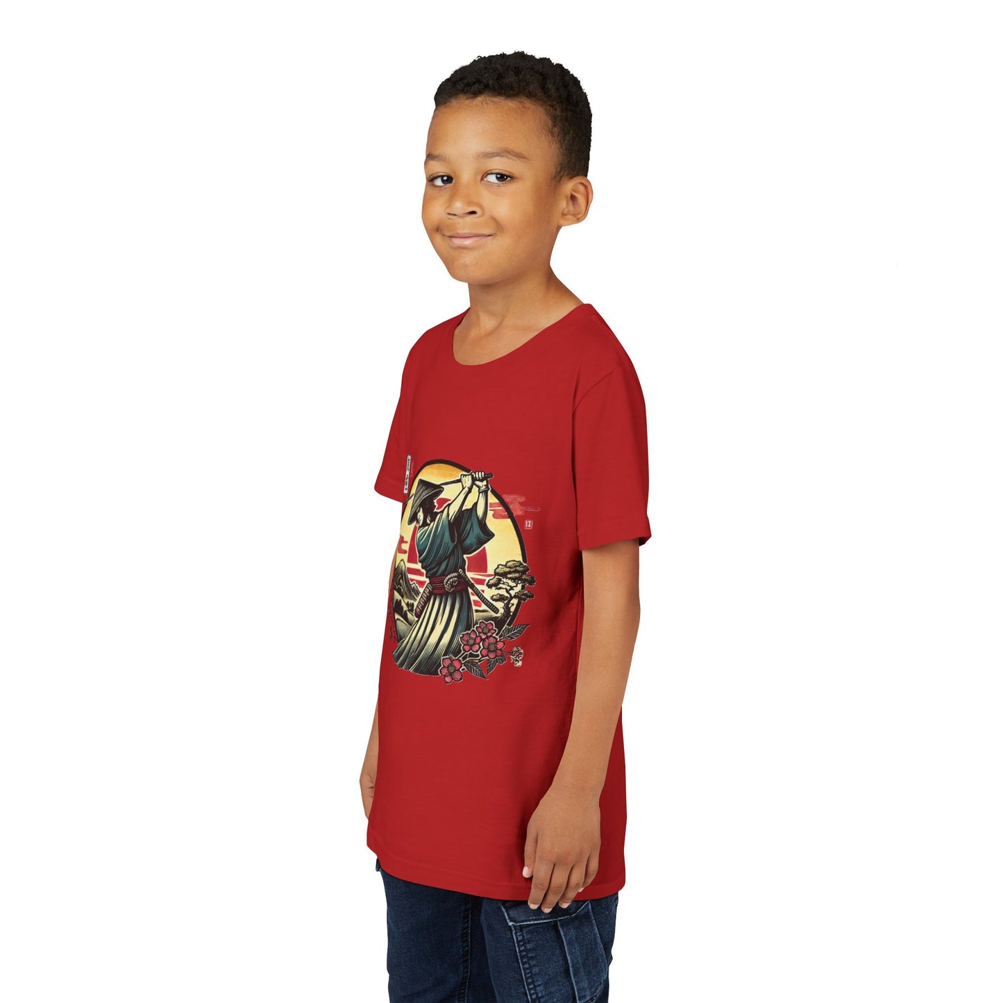 Zen Spot Golf Custom Samurai Golfer Sunset Graphic Youth T-Shirt