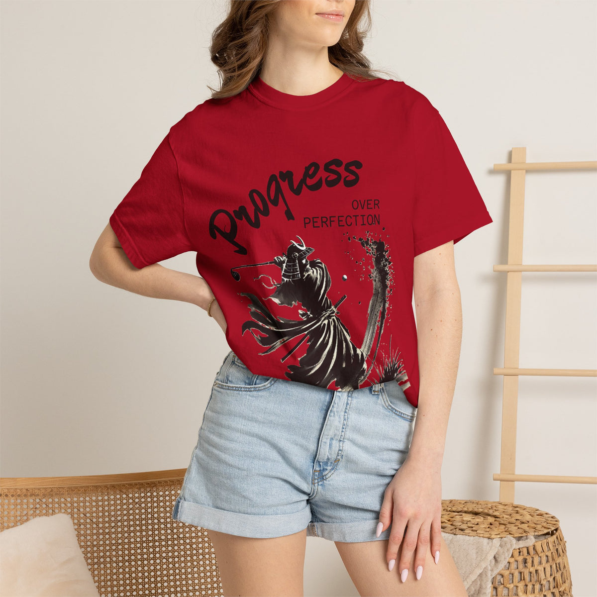 Progress Over Perfection T-Shirt — Inspirational Samurai Graphic Tee