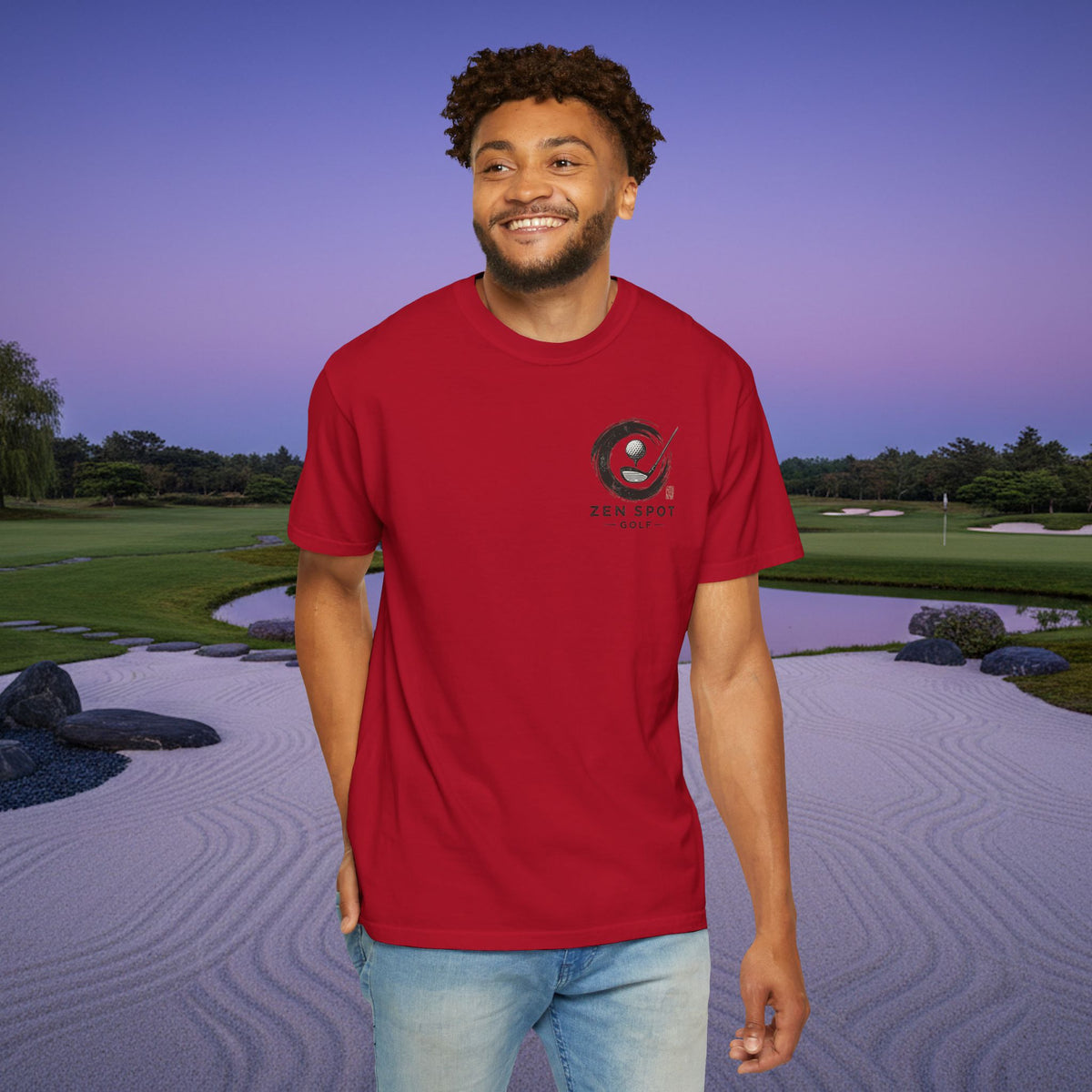 Zen Spot Golf Shop Logo Chest and Back Design Graphic T-Shirt