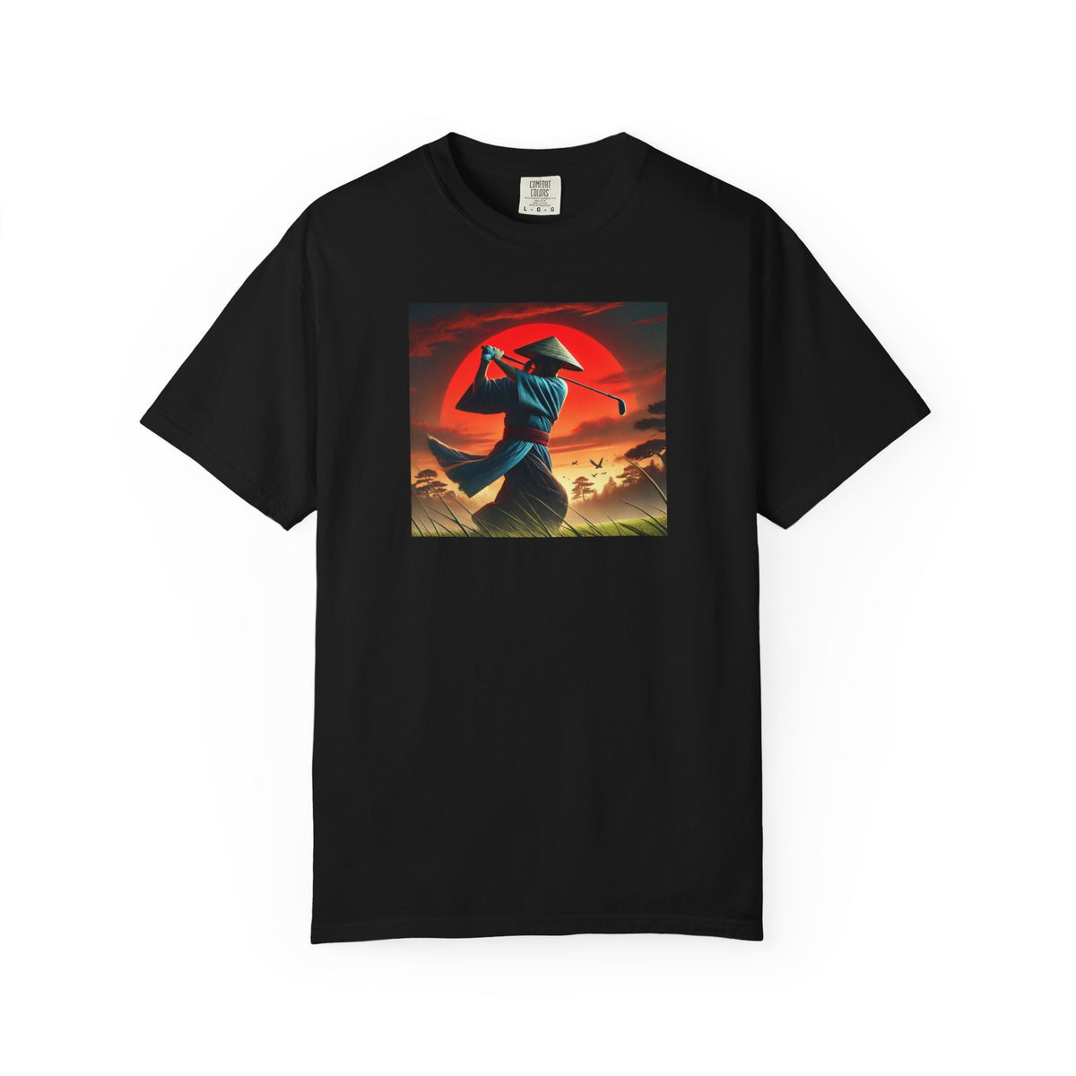 Samurai Sunset Warrior Golfer Art Graphic T-Shirt
