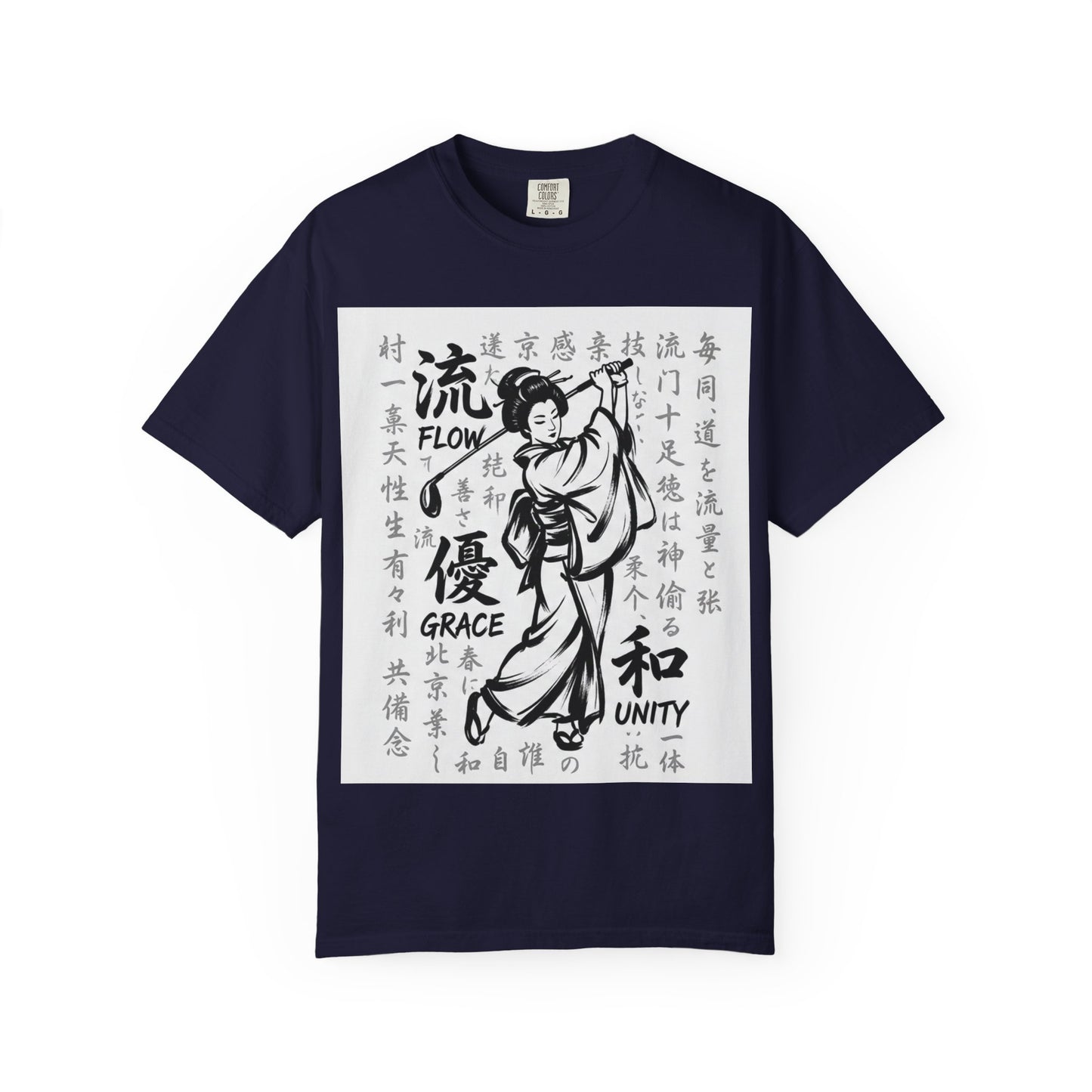 Zen Spot Golf Custom Geisha Kanji Flow, Grace, & Unity T-Shirt