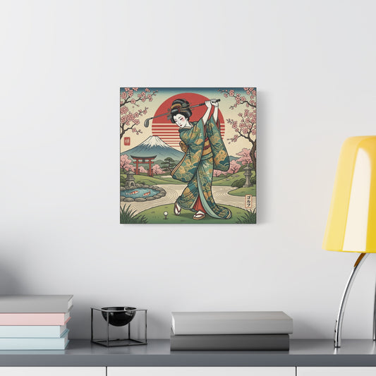 Geisha Golf Ukiyo-e Matte Canvas
