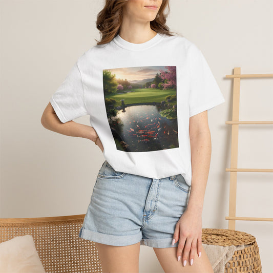 Zen Koi Pond Golf Course Sunset Graphic T-Shirt