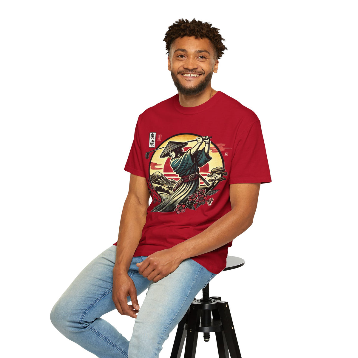 Samurai Sunset T-Shirt — Japanese Warrior Golf Graphic Tee