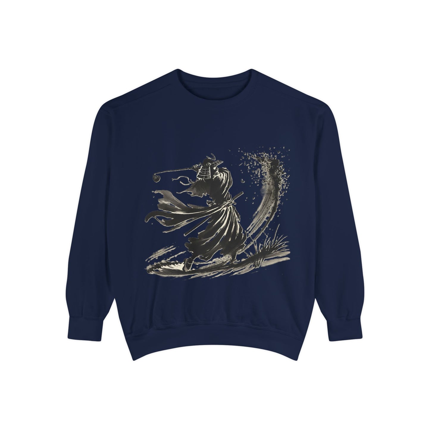 Samurai Golf Sweatshirt — Ink Brush Warrior Back Art
