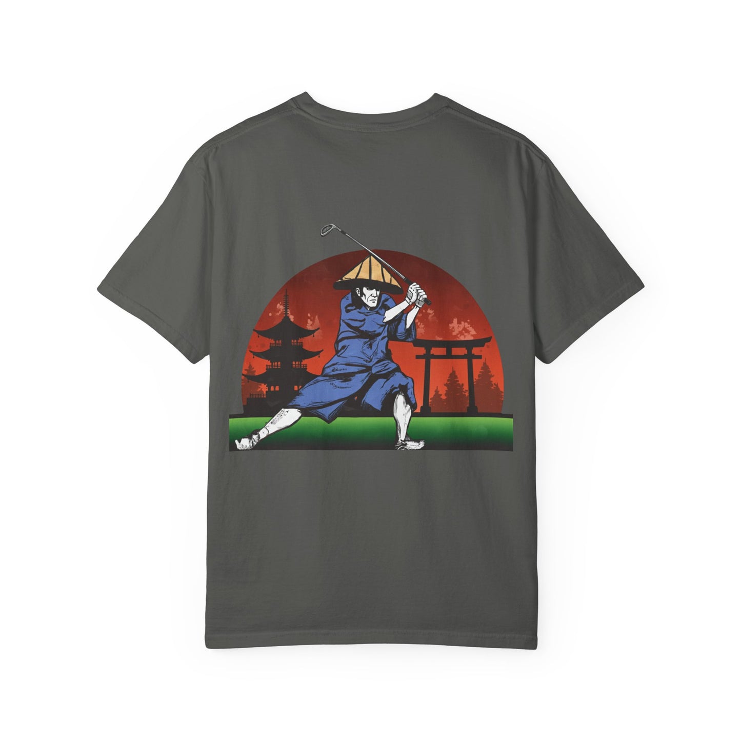 Samurai Golfer T-Shirt — Japanese Sunset Golf Graphic Tee