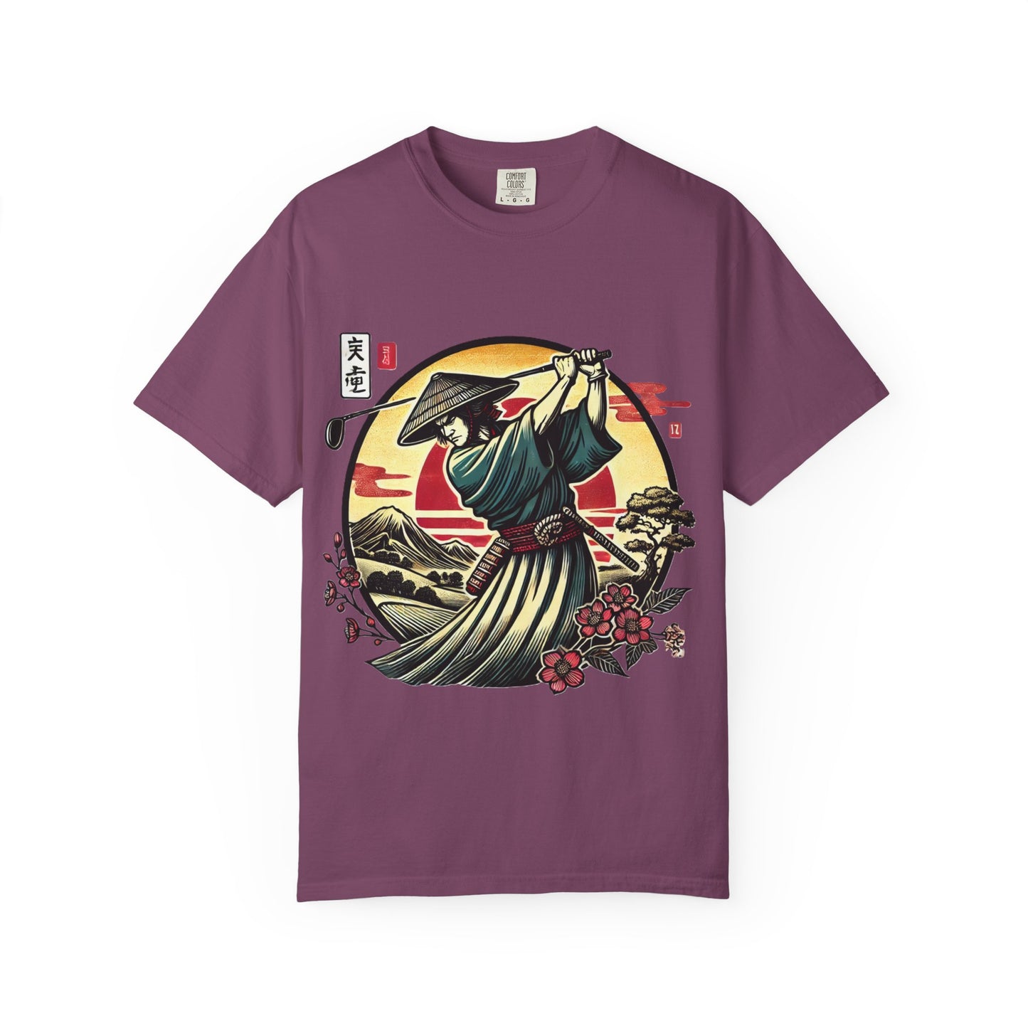 Zen Spot Golf Custom Samurai Golfer Sunset T-Shirt