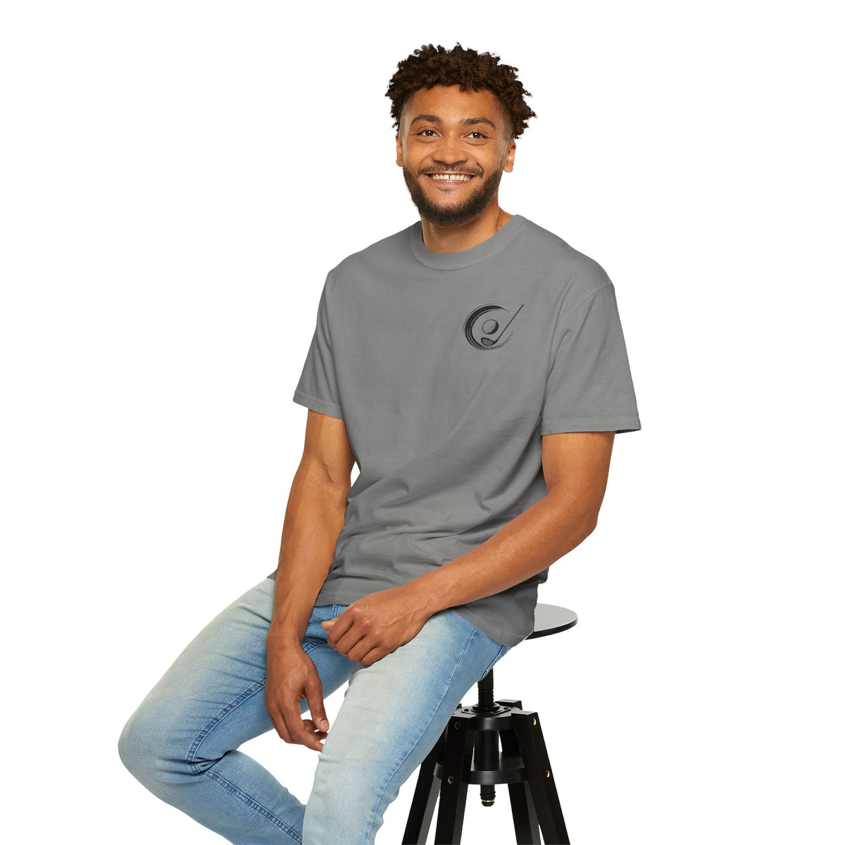 Enso Circle Chest Design Monk Golfer Oil Painting Art Back Graphic T-Shirt
