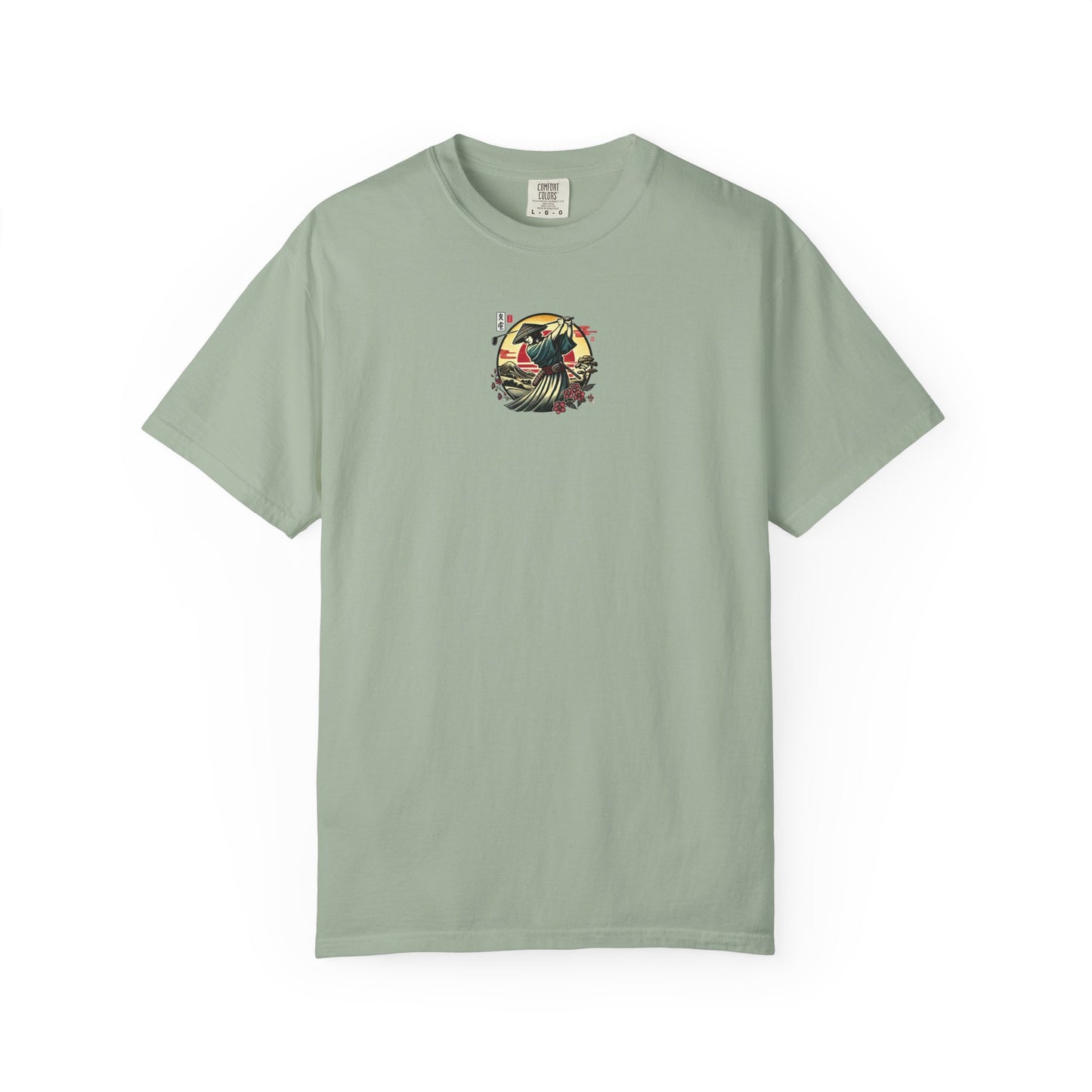 Zen Spot Golf Custom Japanese Warrior Samurai Golfer Sunset Graphic T-Shirt
