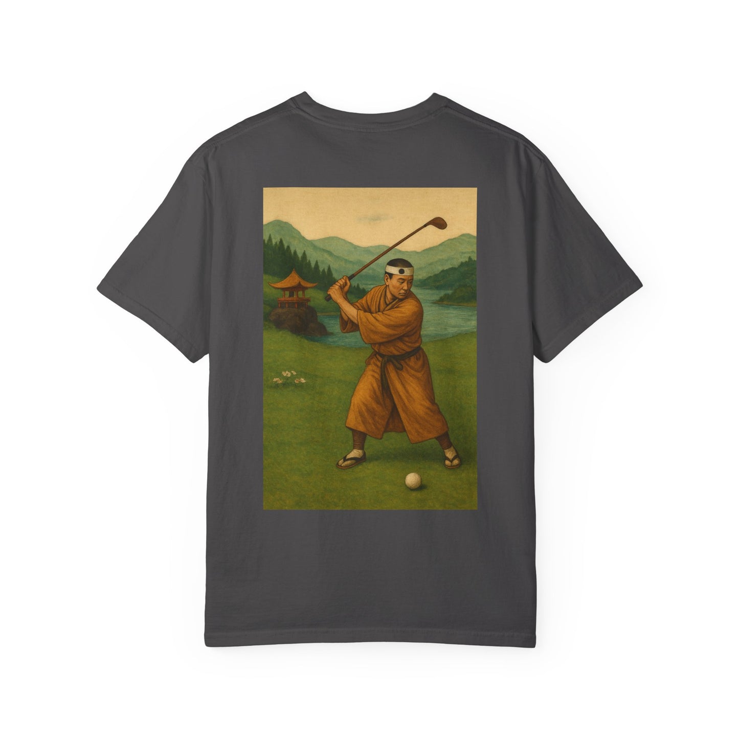 Vintage Golfer Graphic T-Shirt — Retro Asian-Inspired Golf Scene