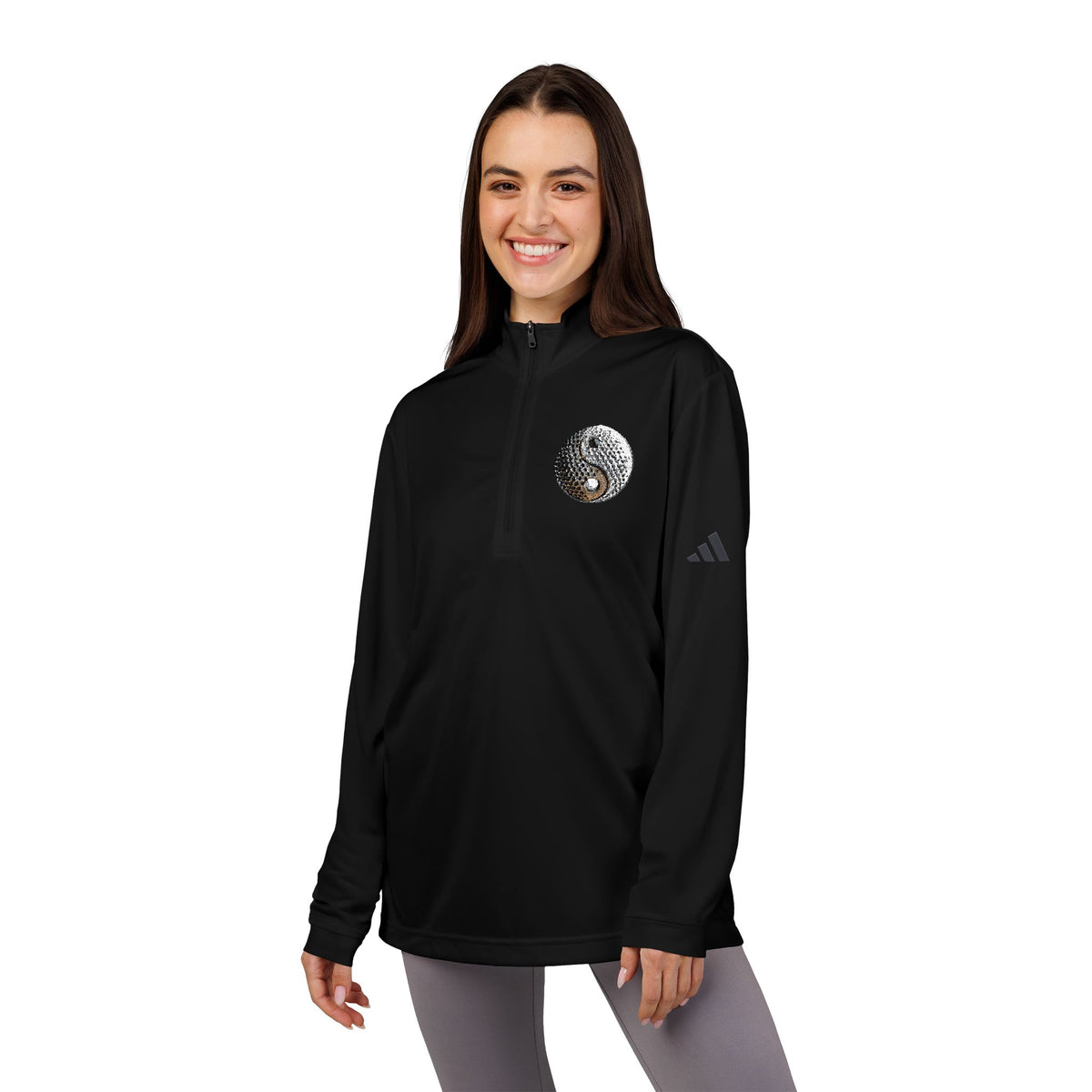 Embroidered Stone Yin-Yang Golf Ball Quarter-Zip Pullover