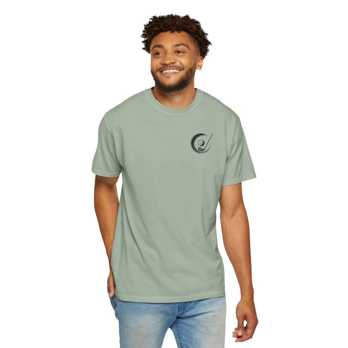 Enso Circle Golf  Stroke Chest Sunset Warrior Samurai Golfer Back Graphic T-Shirt