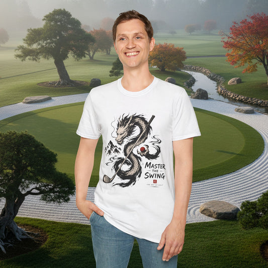 Dragon Golf T-Shirt — "Master the Swing" Asian Ink-Style Golf Shirt