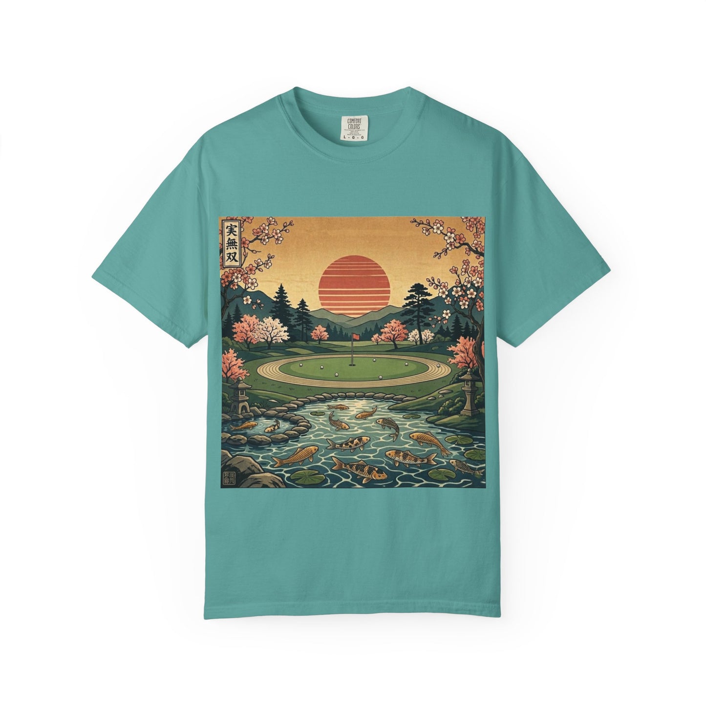 Zen Spot Golf Custom Vintage Scenic Golf Course Sunset Graphic T-Shirt