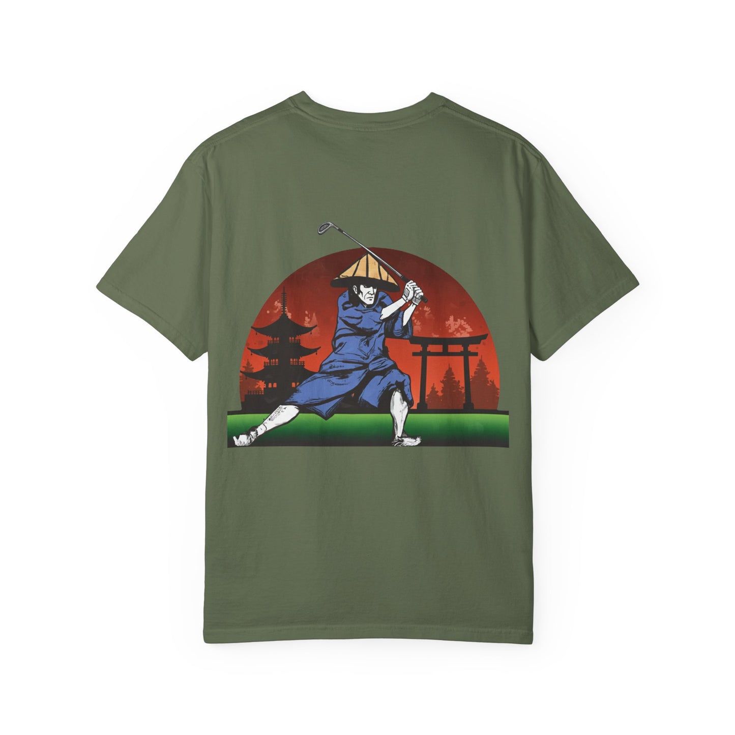 Samurai Golfer T-Shirt — Japanese Sunset Golf Graphic Tee