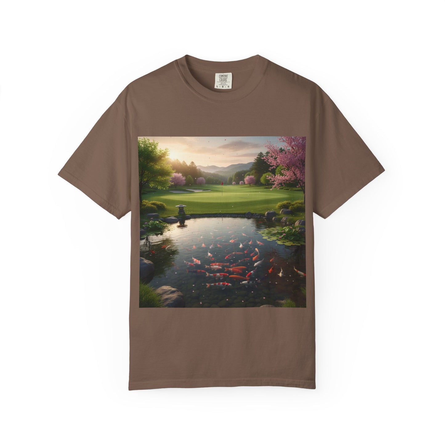Zen Spot — Koi Pond Sunset Graphic Tee (Front Print)