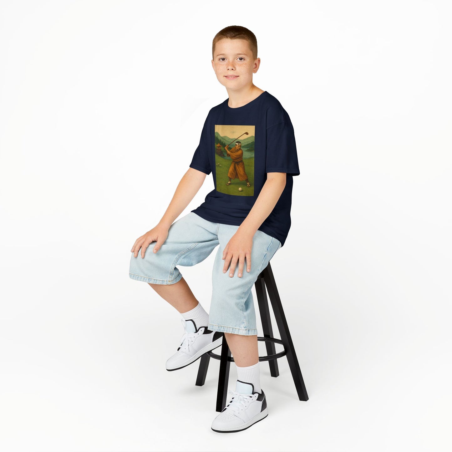 Zen Spot Golf Custom Vintage Golfer Kids Graphic T‑Shirt