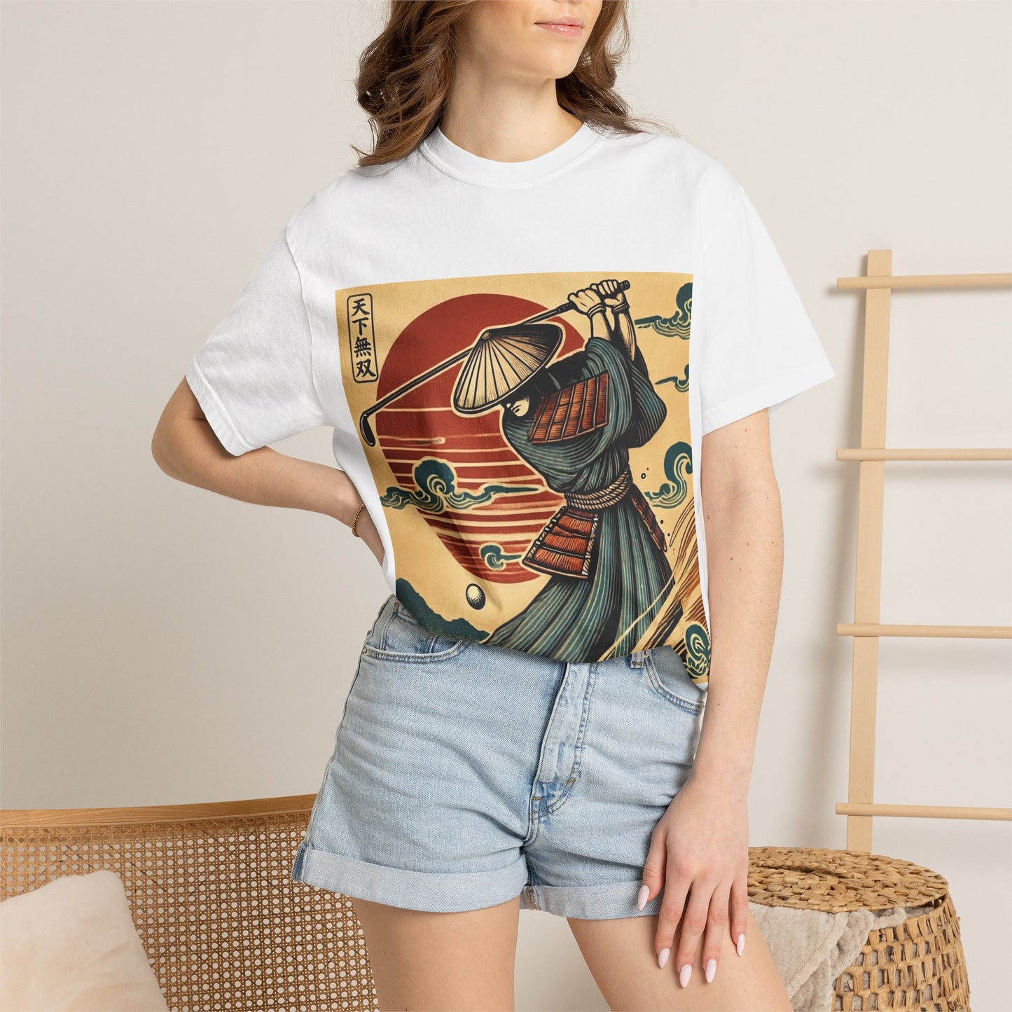 Zen Spot Customized Comfort Colors Samurai Sunset T-Shirt — Vintage Japanese Warrior Graphic Tee