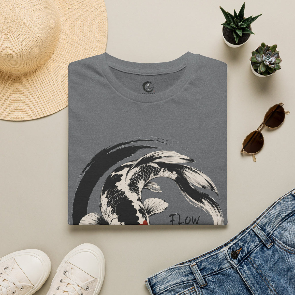 Koi Flow T-Shirt — "Flow with the Game" Zen Fish Graphic Tee