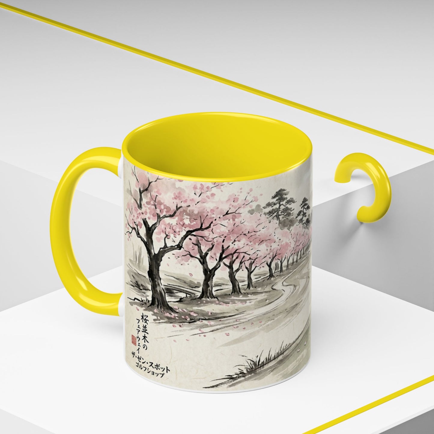 Zen Spot Golf Custom Cherry Blossom Golf Mug Scenic Sakura Golf Course Coffee Cup (11/15 oz)