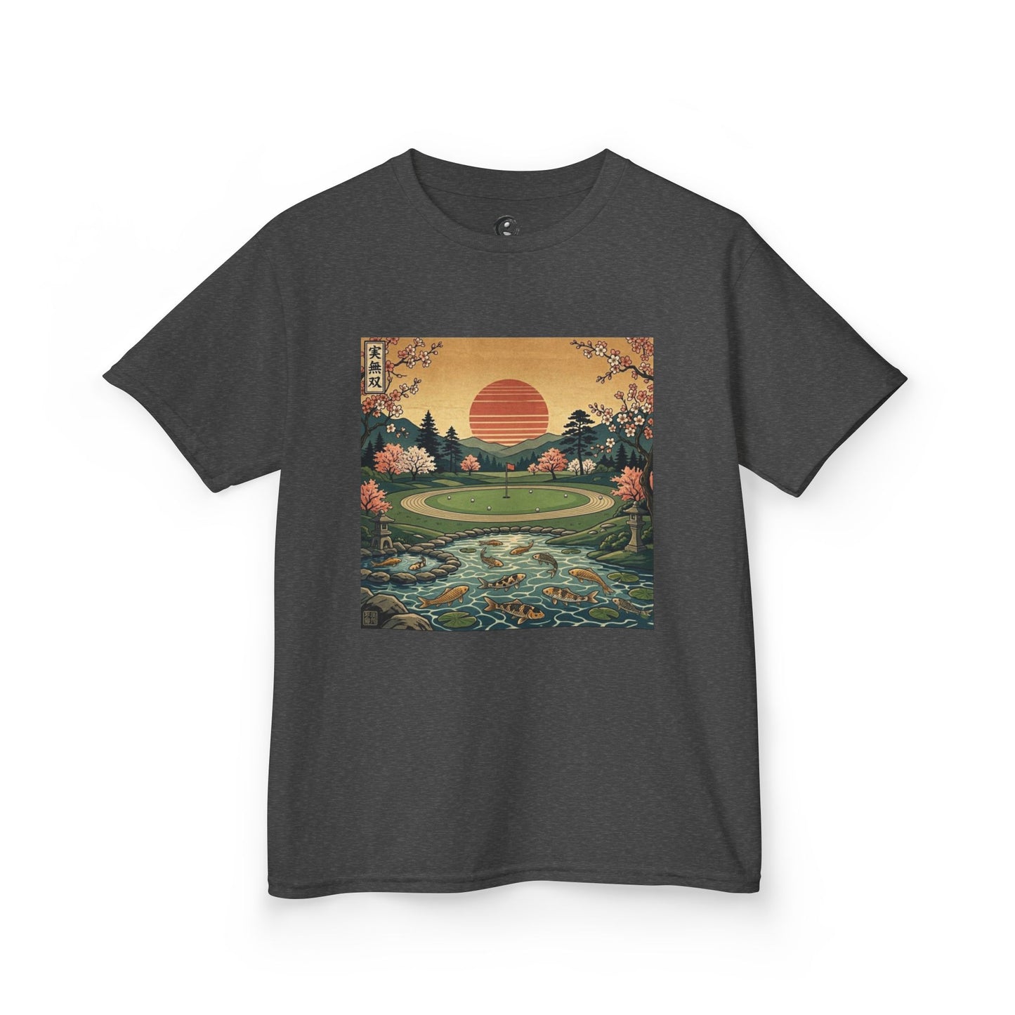 Zen Spot Golf Custom Vintage Japanese Sunset Golf Course Graphic Kids T-Shirt