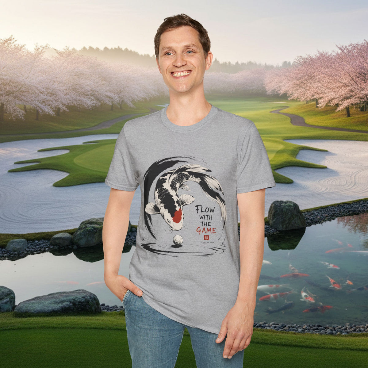 Koi Flow T-Shirt — "Flow with the Game" Zen Fish Graphic Tee