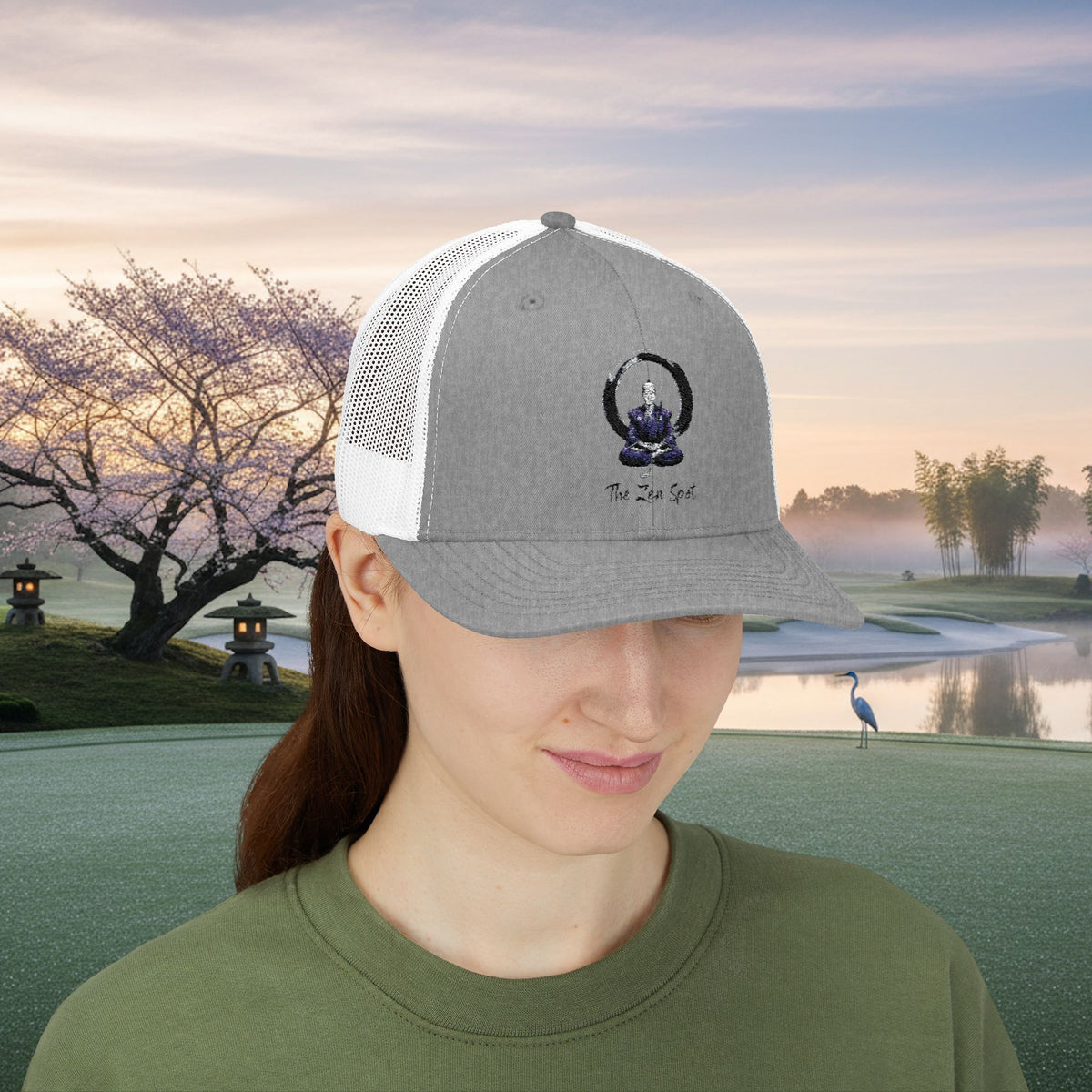Embroidered Meditation Samurai Golfer Trucker Hat