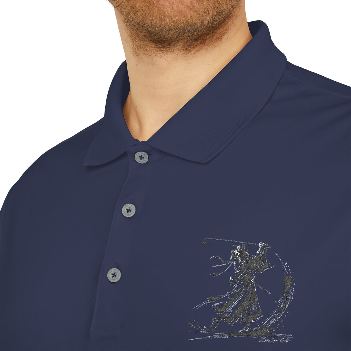 Ink Brush Stroke Samurai Golfer Zanshin Polo
