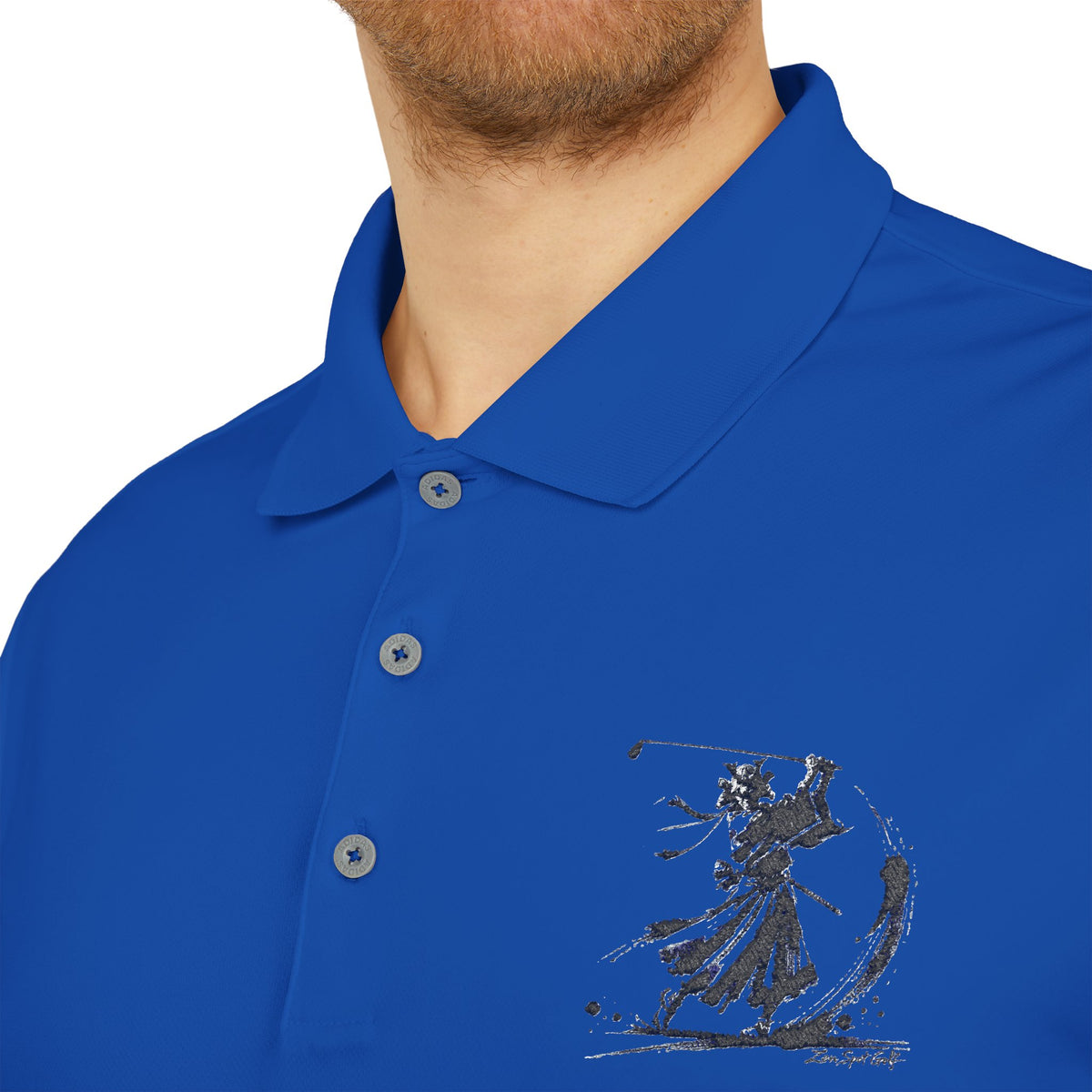 Ink Brush Stroke Samurai Golfer Zanshin Polo
